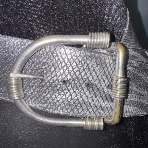 Maprel Women's Piel Leather Silver snakeskin Waist Belt Mexico M2285 Size28/30 - Picture 2 of 12